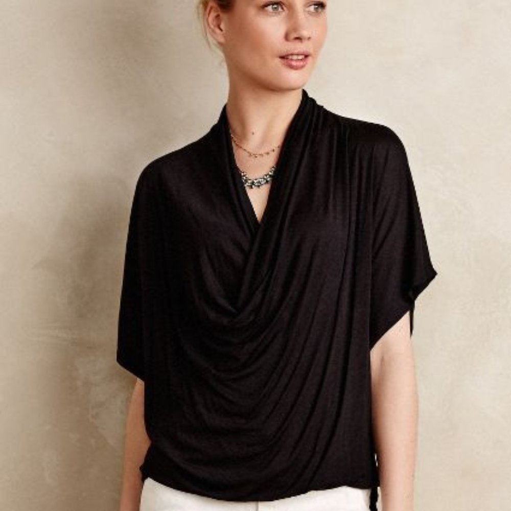 Anthropologie Diminuendo Draped Top, by Language, in black, size S